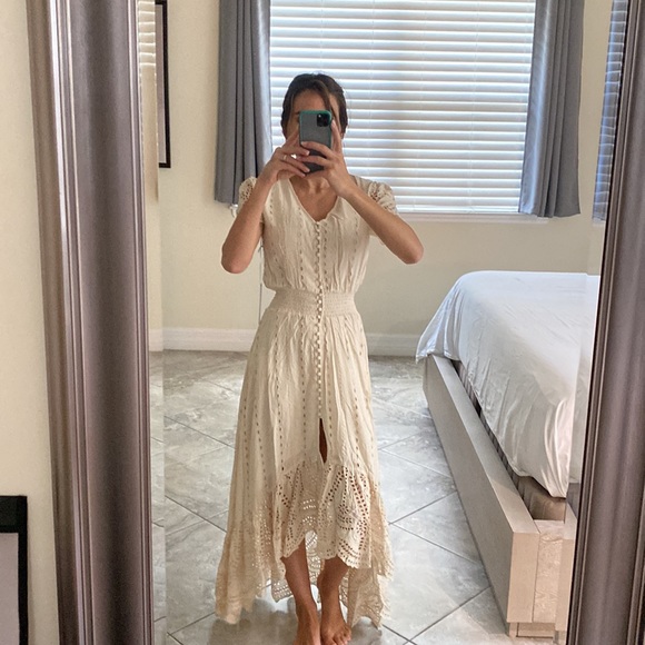 YFB - Young Fabulous & Broke Eyelet Asymmetrical Hem Costa Dress in Cream NWT - Picture 12 of 12